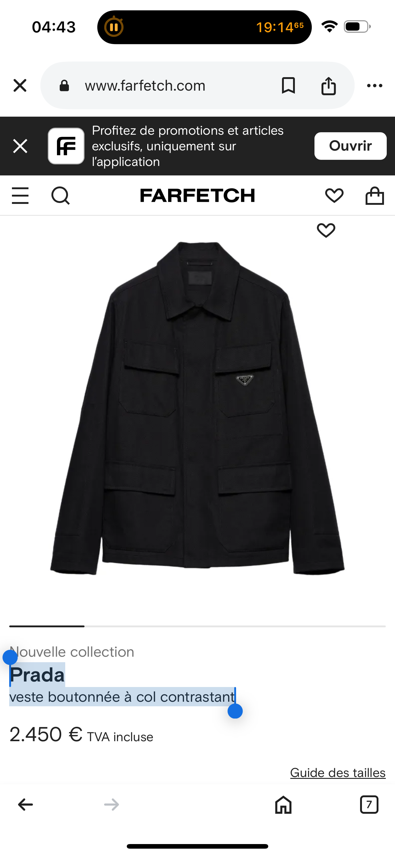 Prd veste boutonnée à col contrastant